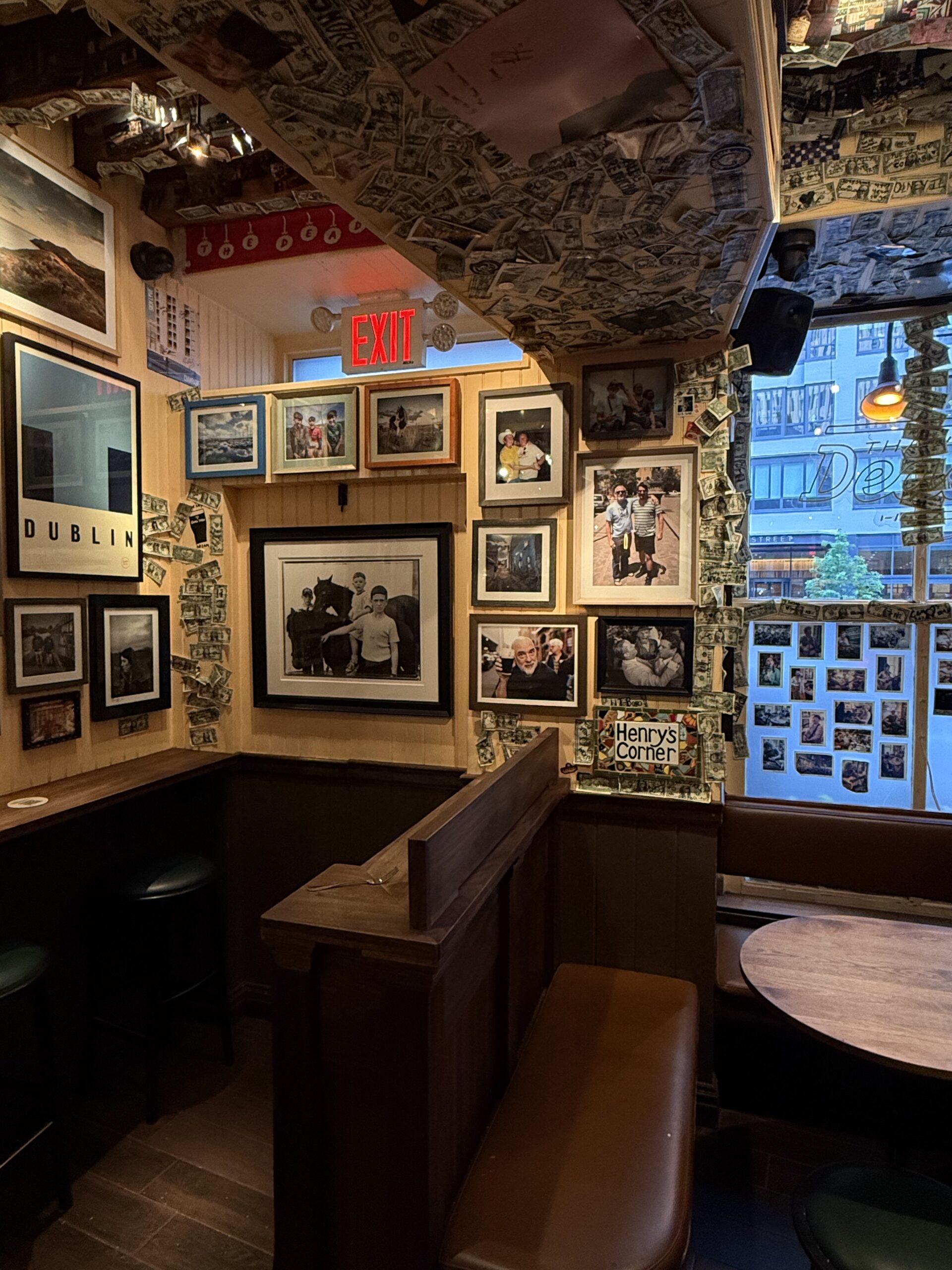 Restaurant bar gallery wall installation New York City