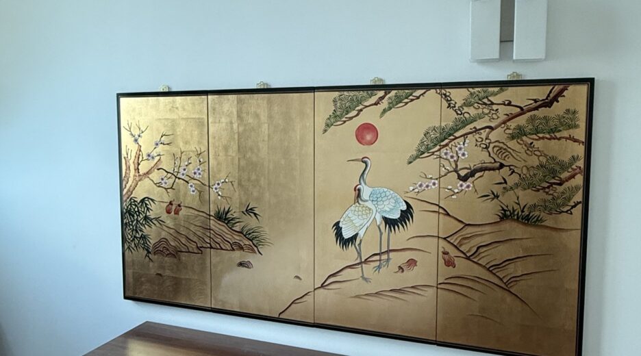 Gold Screen Panel Over the Dresser