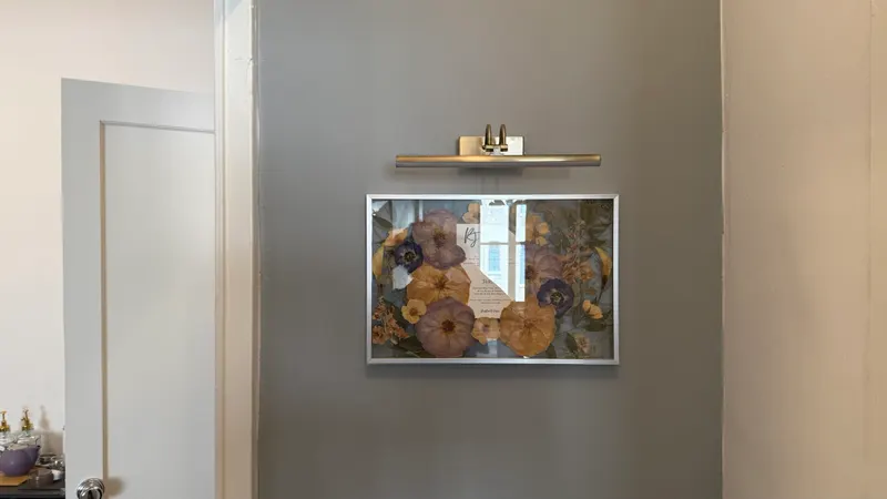 75″ TV, cords concealed · Tribeca